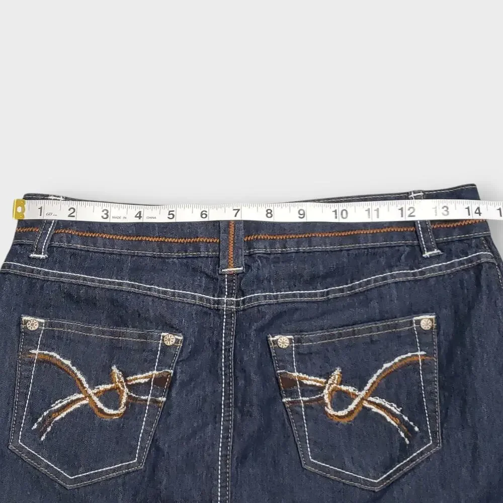 SO Y2K Micro Mini Denim‎ Skirt Dark Blue  Low Rise Stretch 90s 00s Sz 3